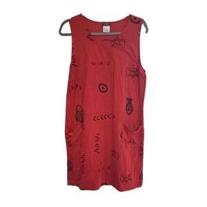 I.G. Sport Woman Tank Red Black Dress All Over Print Beach Pool Flowy Vacation-L